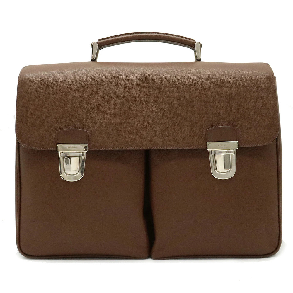 Prada Business Bag Briefcase Tessuto Leather Brown